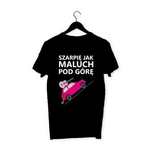 Koszulka czarna "Szarpię jak maluch pod górę" gitara akustyczna