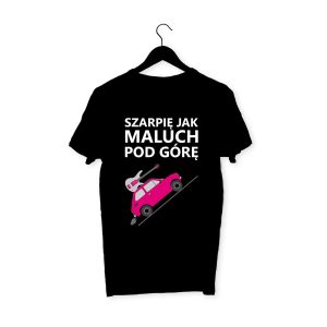 Koszulka czarna "Szarpię jak maluch pod górę" gitara basowa